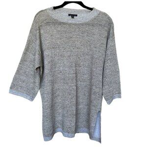 Eileen Fisher 100% Organic Linen Top Sweater Beige Size S/M Lagenlook 3/4 Sleeve